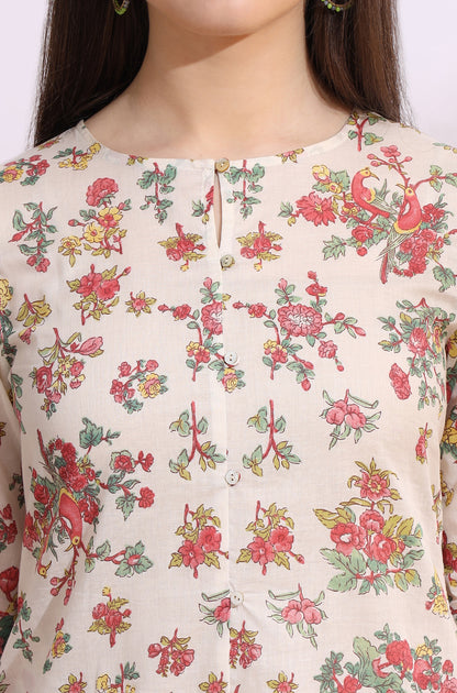 White Floral Printed Summer Straight Tunic