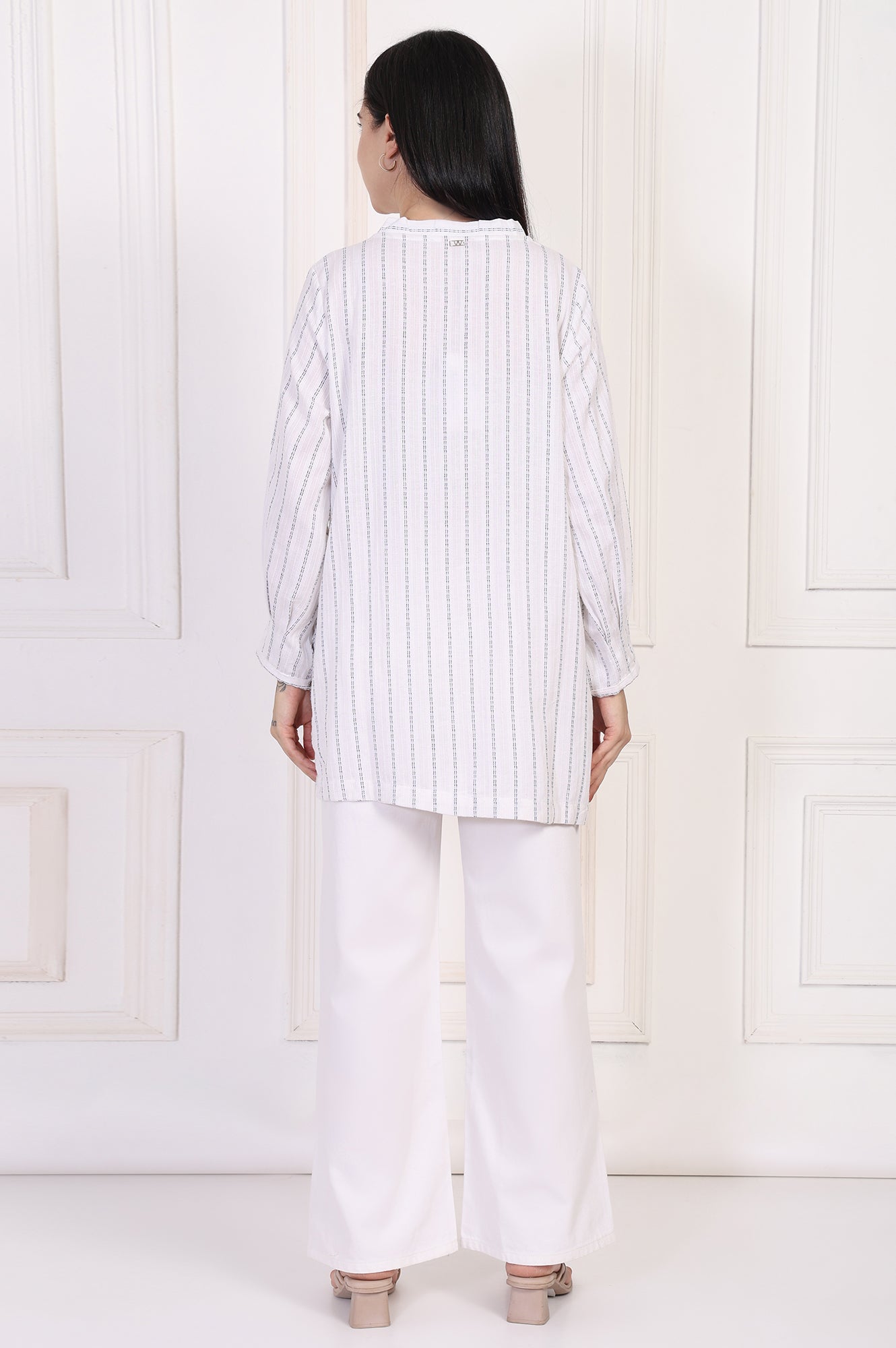 White Striped Straight Cotton Tunic