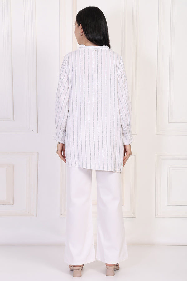 White Striped Straight Cotton Tunic