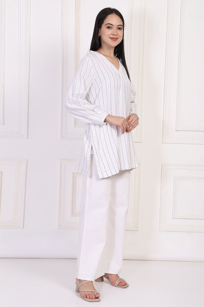White Striped Straight Cotton Tunic