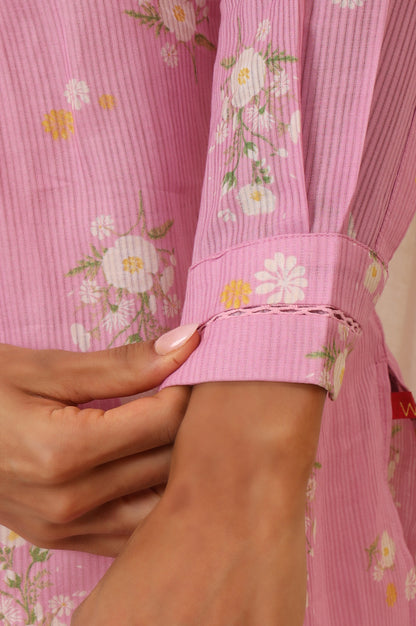 Pink Floral Printed Pure Cotton Summer Tunic