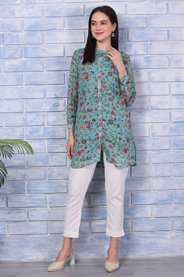Green Floral Printed Kota Tunic