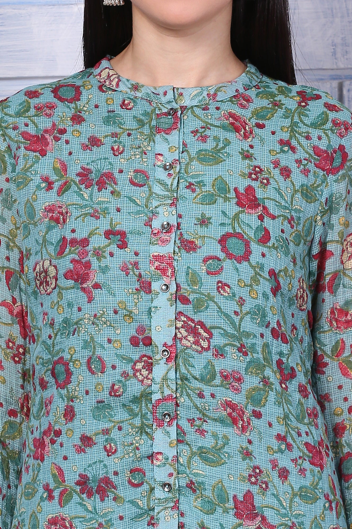 Green Floral Printed Kota Tunic