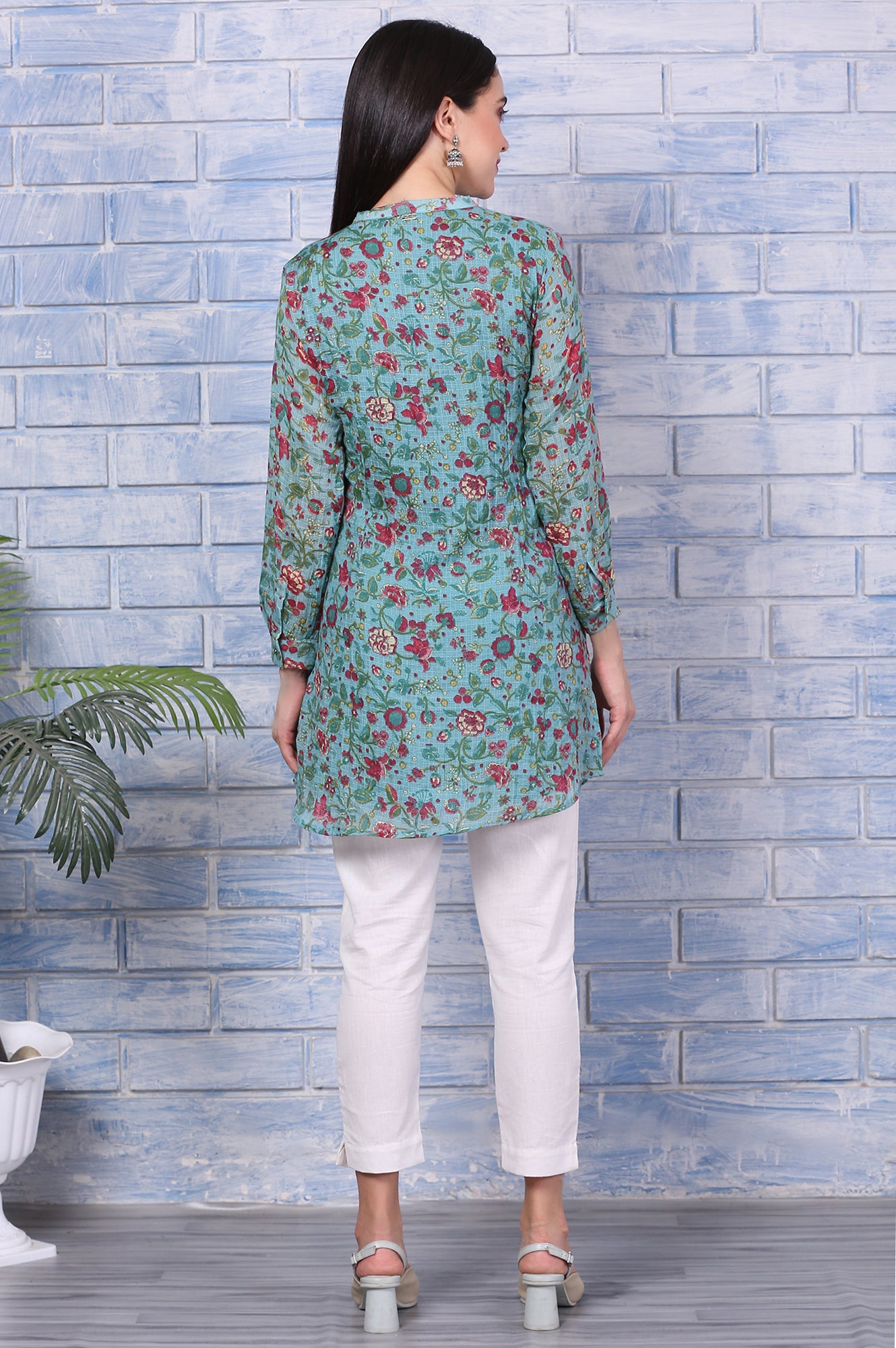 Green Floral Printed Kota Tunic