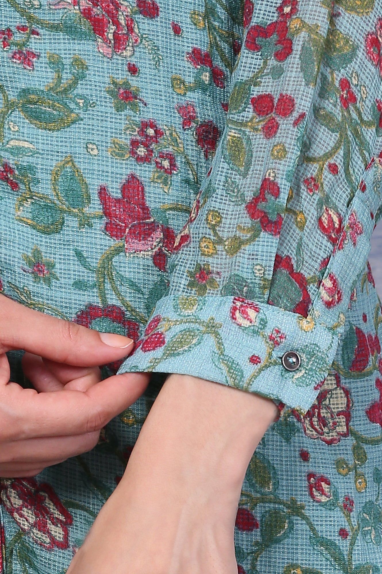 Green Floral Printed Kota Tunic