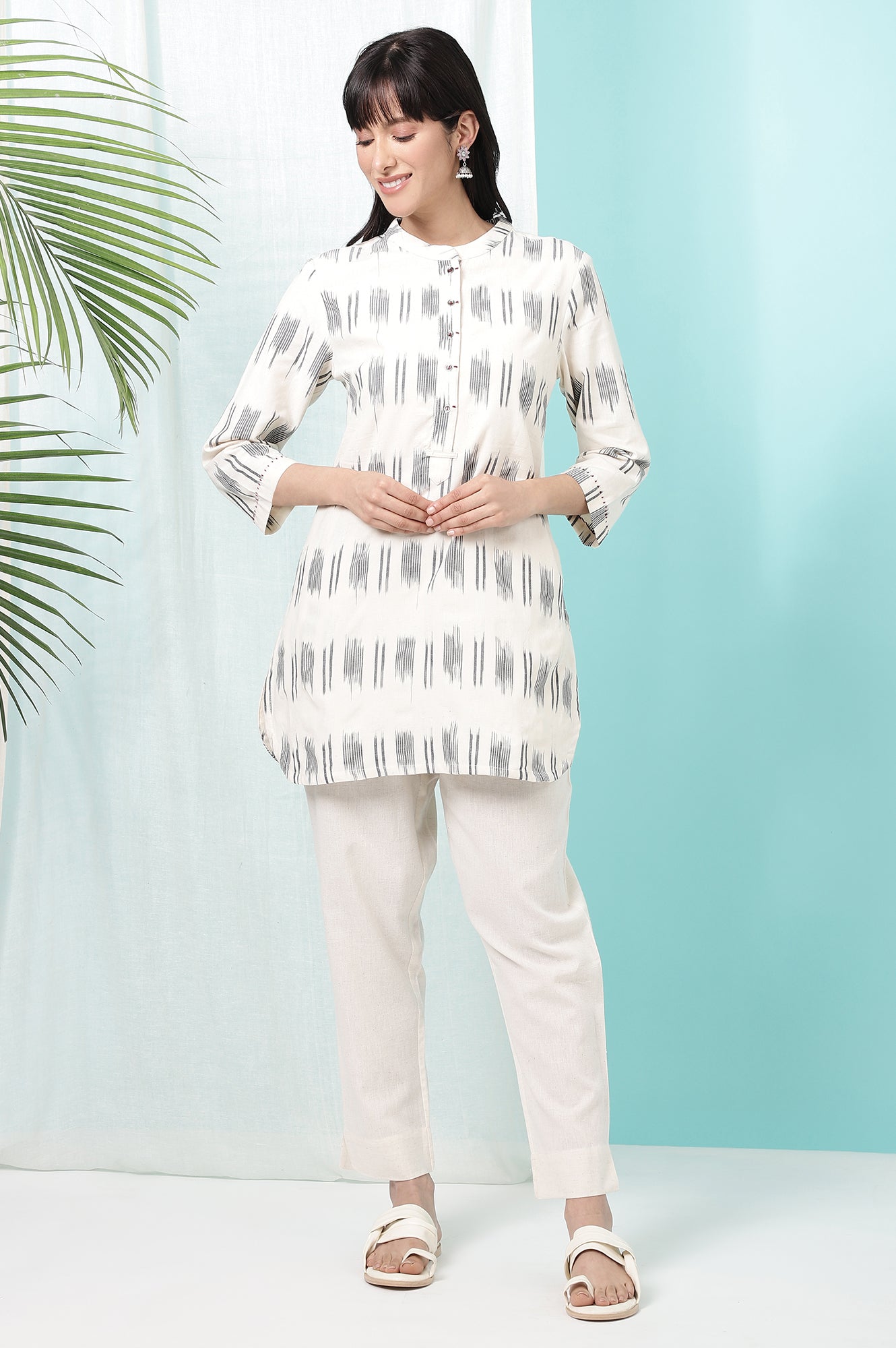 Off-White Yarn Dyed Pure Cotton Tunic