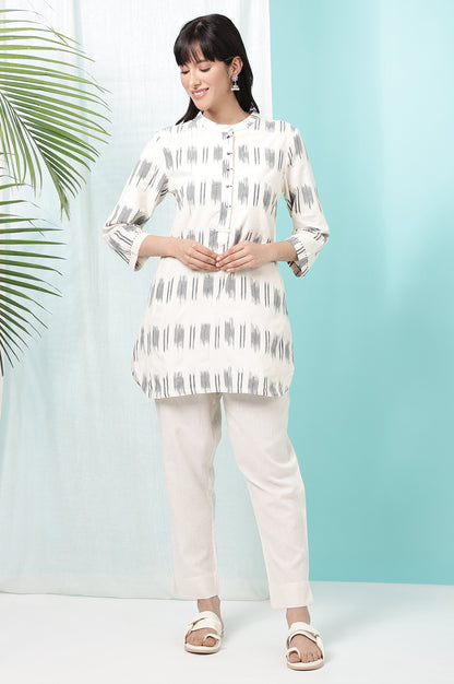 Off-White Yarn Dyed Pure Cotton Tunic