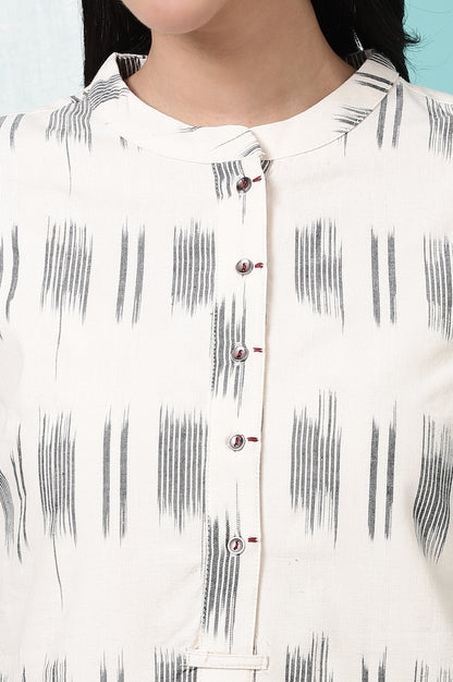 Off-White Yarn Dyed Pure Cotton Tunic