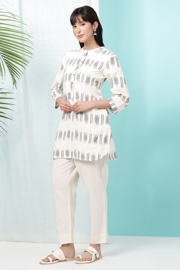 Off-White Yarn Dyed Pure Cotton Tunic