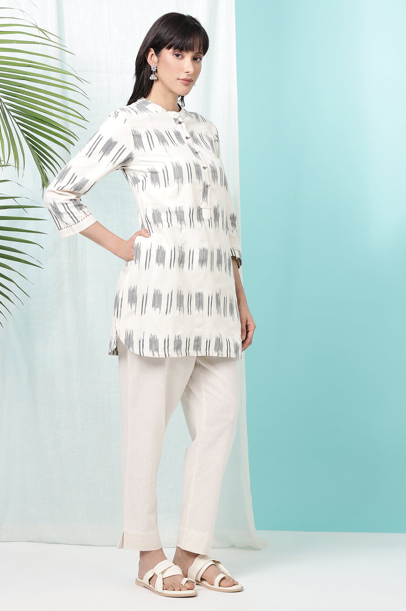 Off-White Yarn Dyed Pure Cotton Tunic