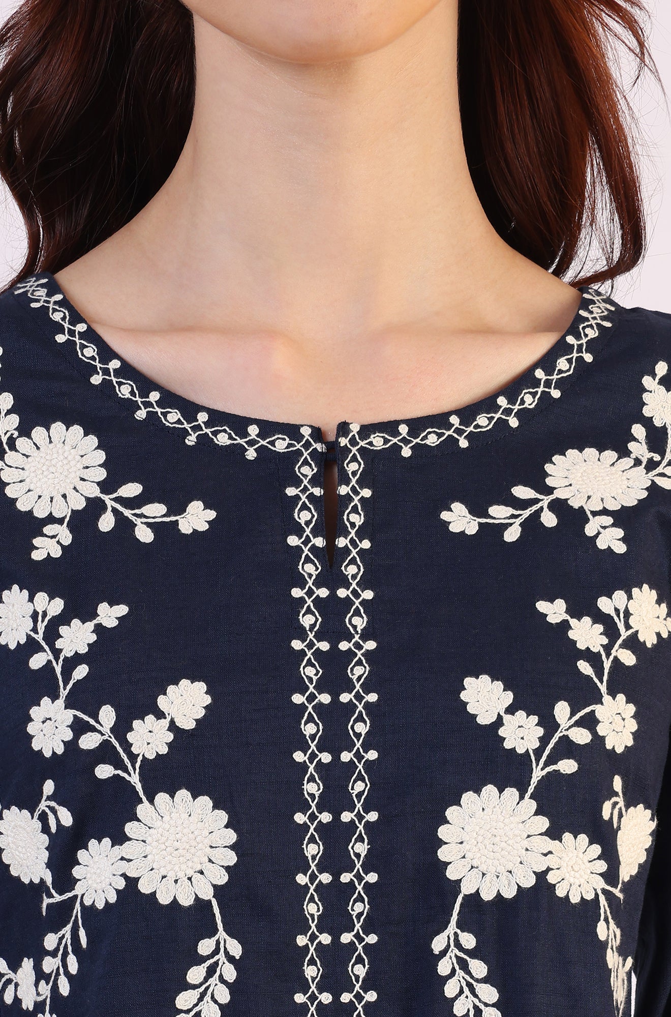 Embroidered  Flared Pure Cotton Top