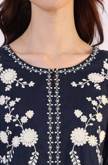 Embroidered  Flared Pure Cotton Top