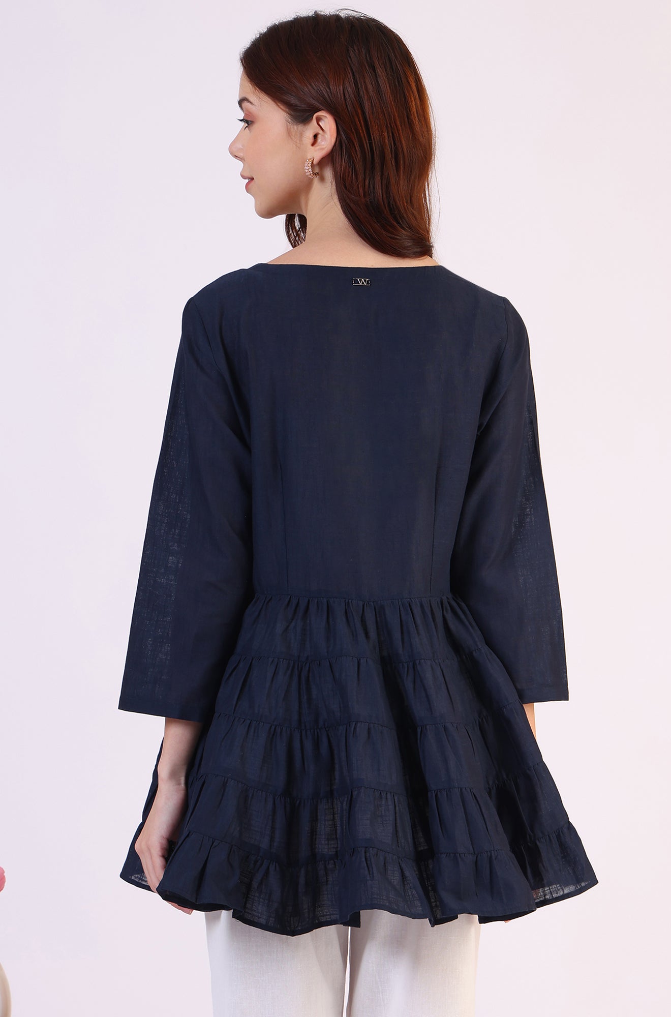 Embroidered  Flared Pure Cotton Top