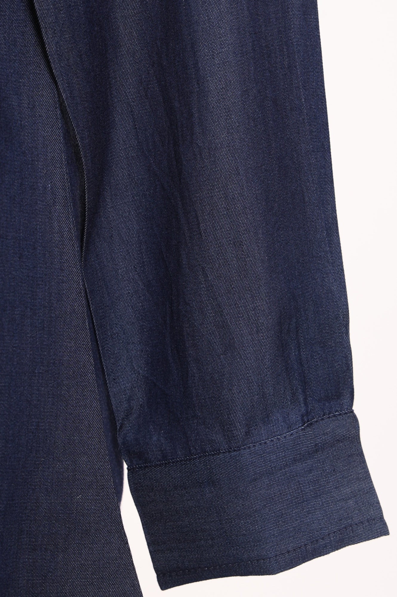 Blue Yarn Dyed Embroidered Tencel Straight Tunic