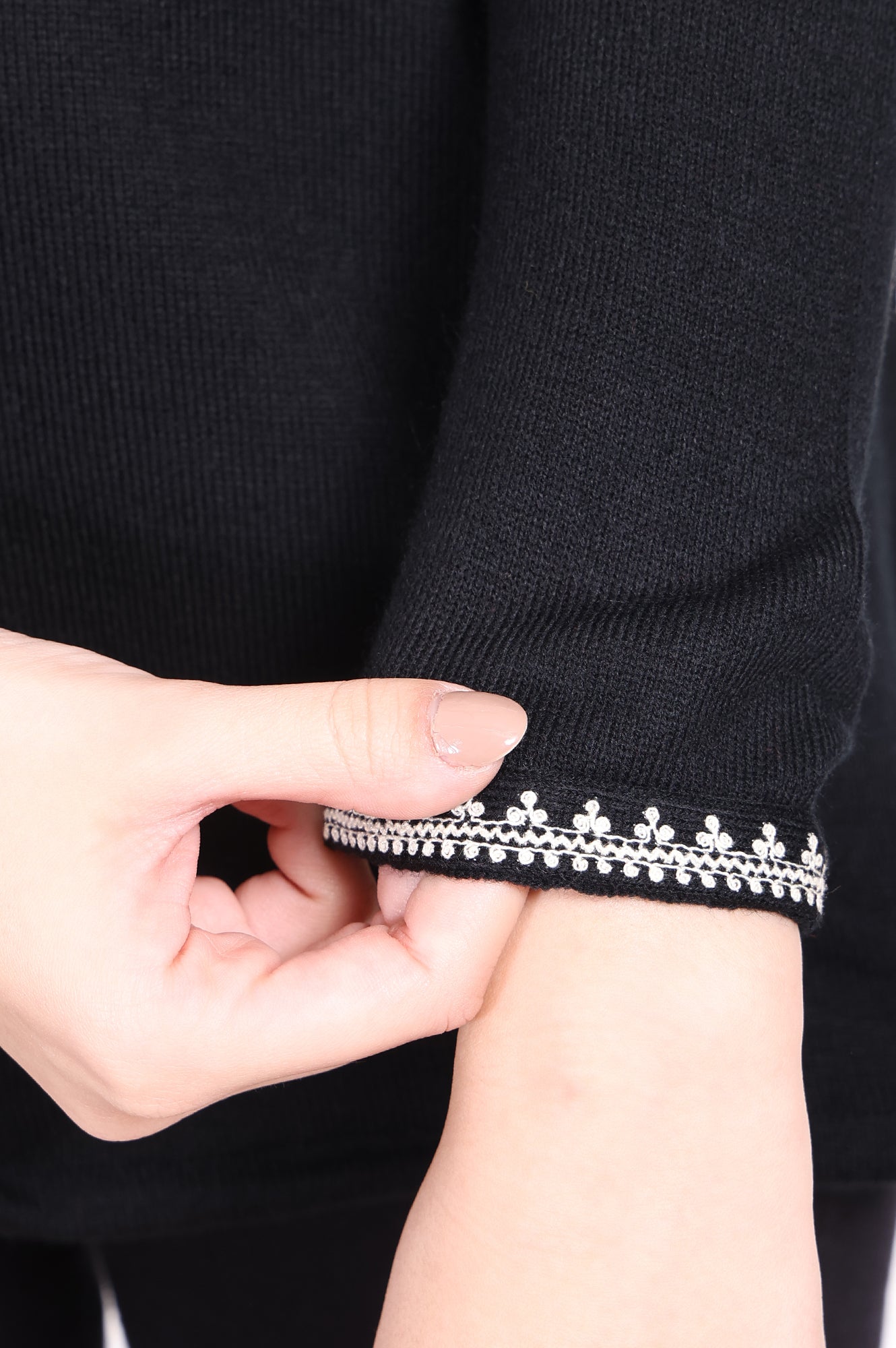 Black Embroidered Straight Acrylic Tunic