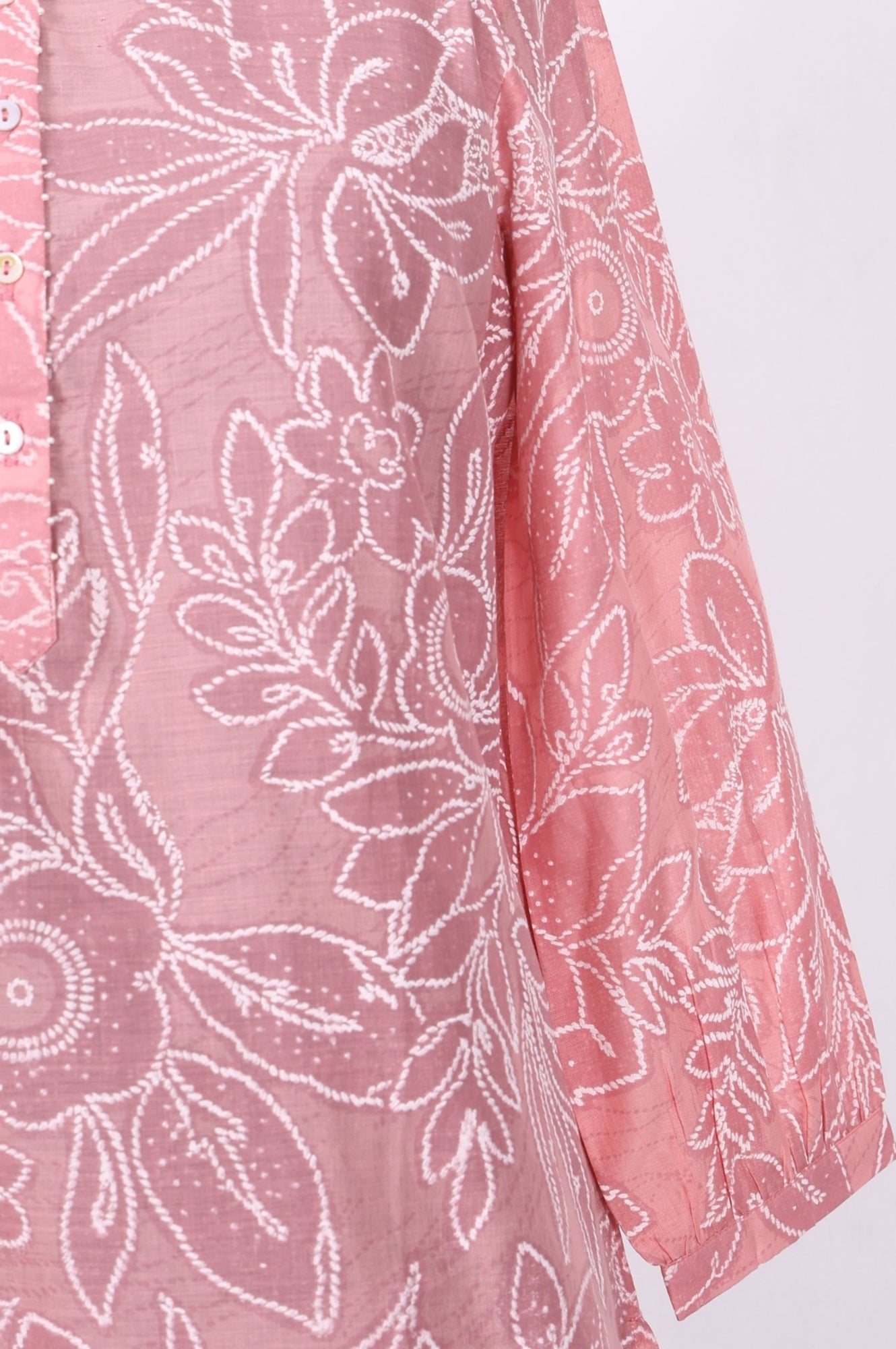Pink Floral Printed Pure Cotton Straight Top