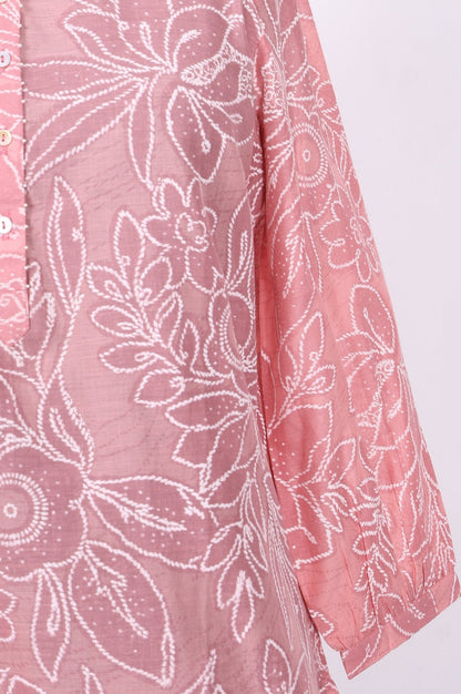 Pink Floral Printed Pure Cotton Straight Top