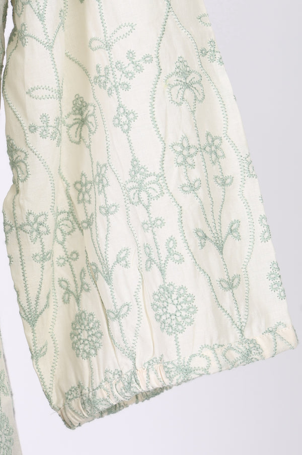 Light Green Schiffli Embroidered Pure Cotton Straight Top