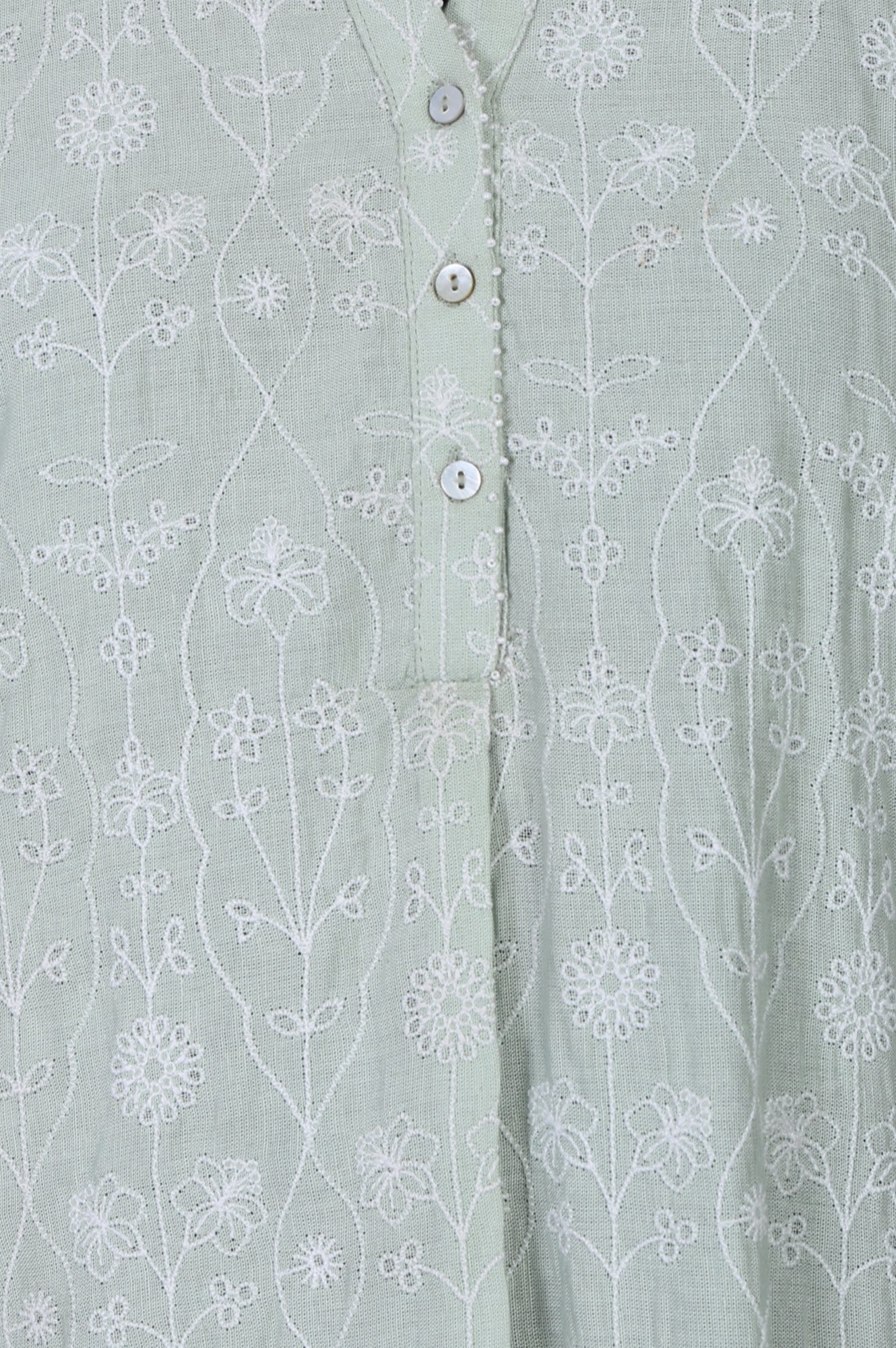 Sea Green Embroidered Rayon Flax Straight Tunic