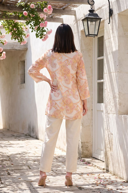 Cream Paisley Straight Top