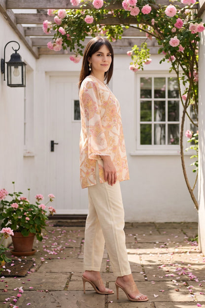 Cream Paisley Straight Top