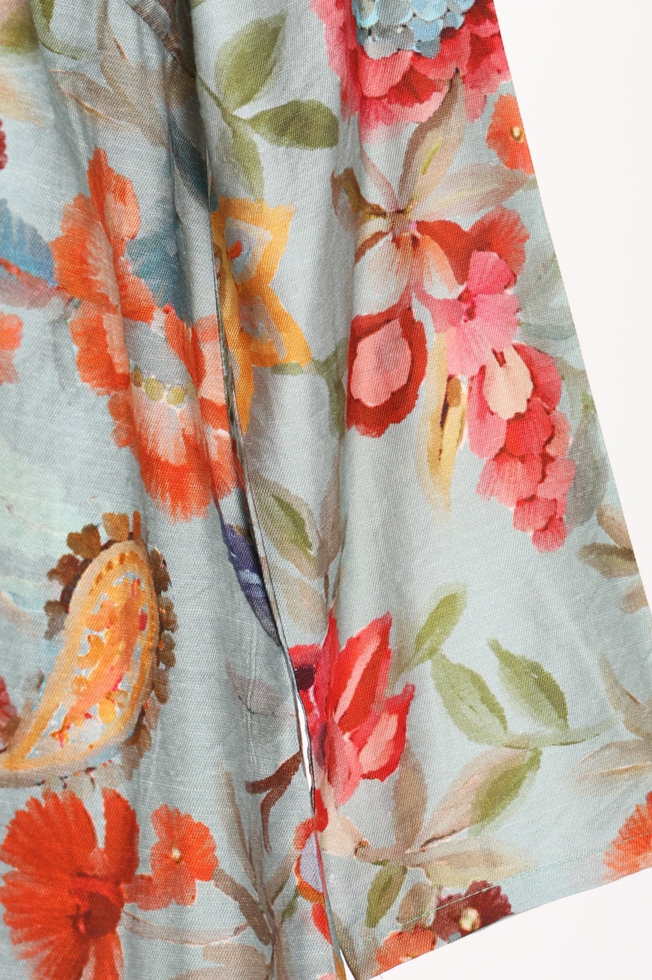 Light Blue Floral Printed Straight Tunic