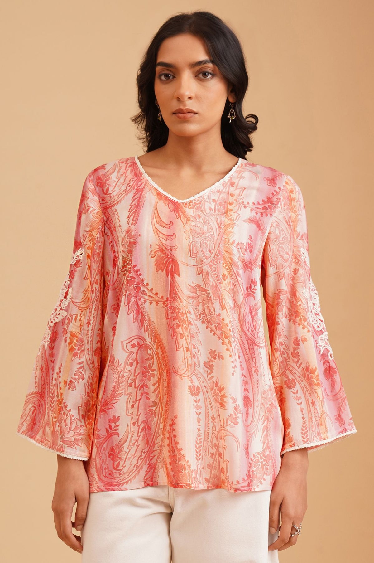Light Pink Paisley Modal A-line Top