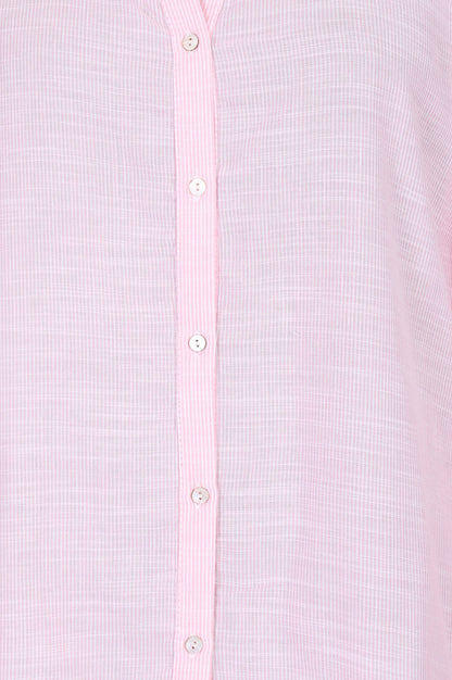 Light Pink Cotton Rayon Shirt with Embroidered Sleeves