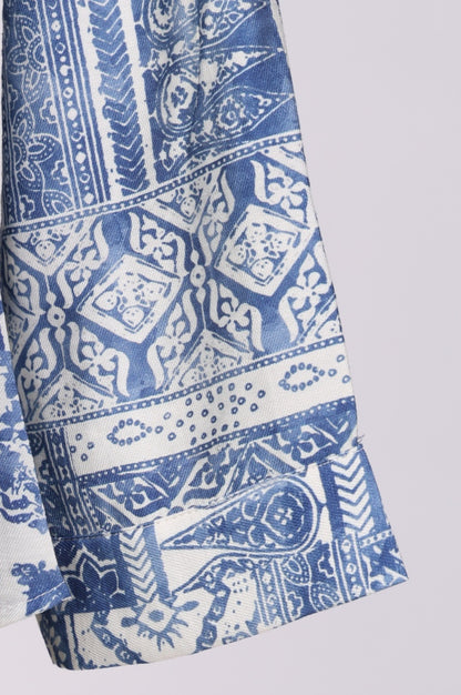Blue Geometric Printed Straight Shirt