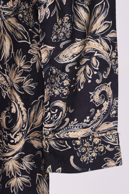 Navy Blue Block Paisley Printed Straight Tunic