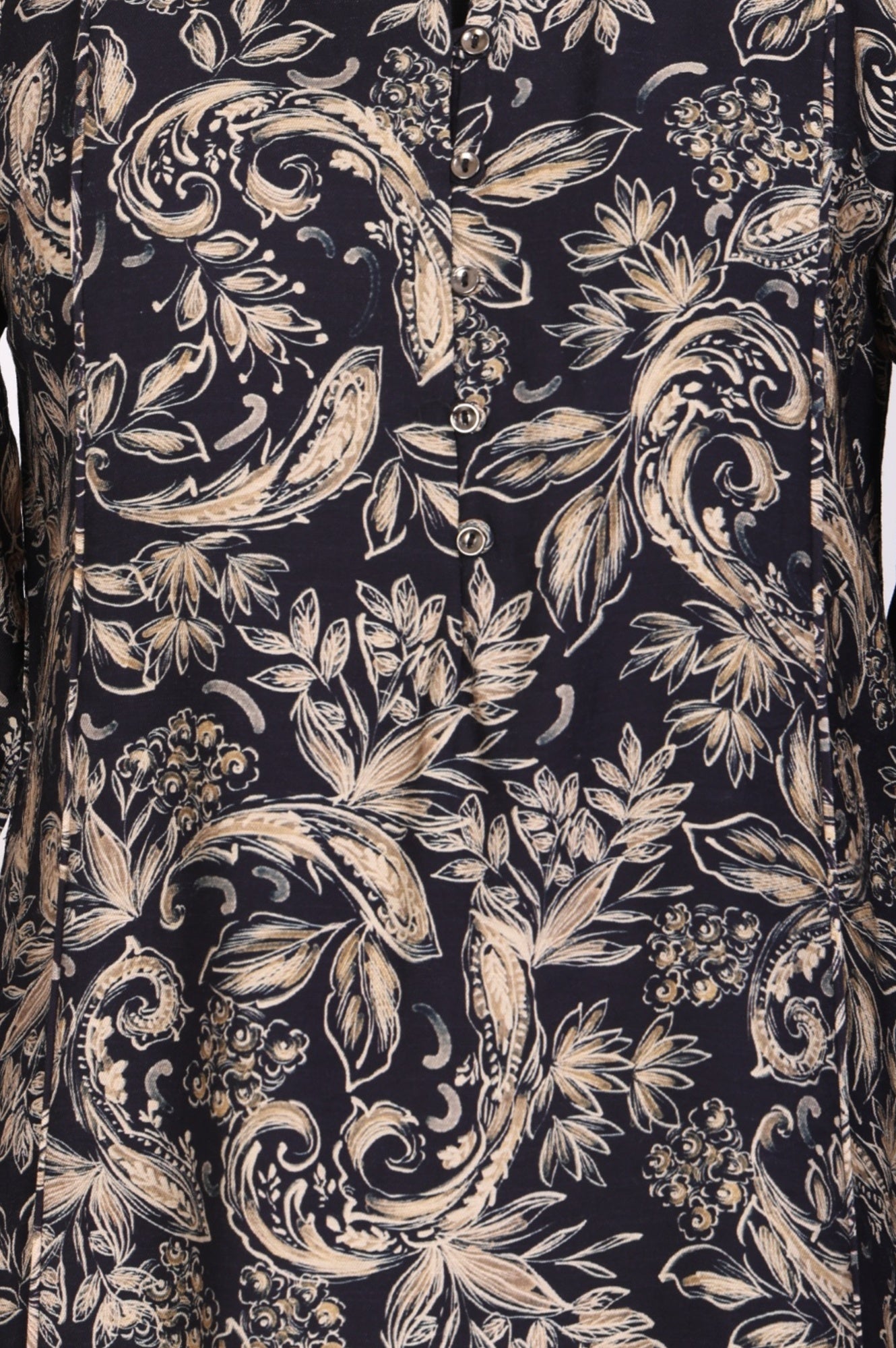 Navy Blue Block Paisley Printed Straight Tunic
