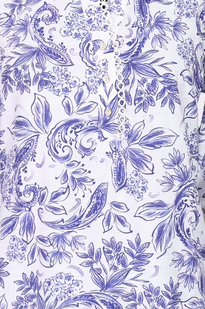 White Floral Printed Straight Tunic