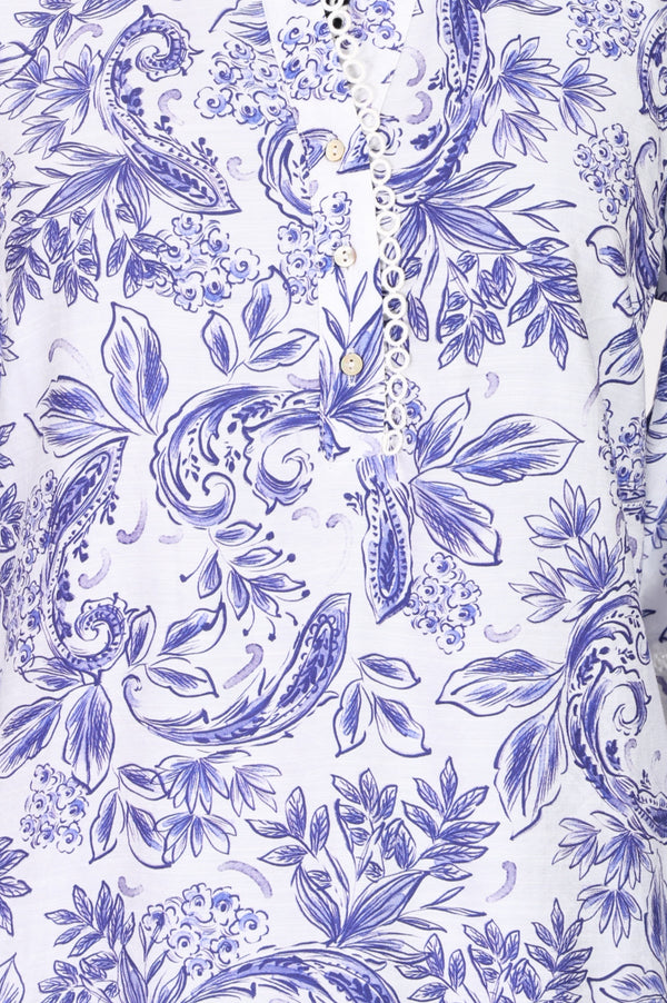 White Floral Printed Straight Tunic