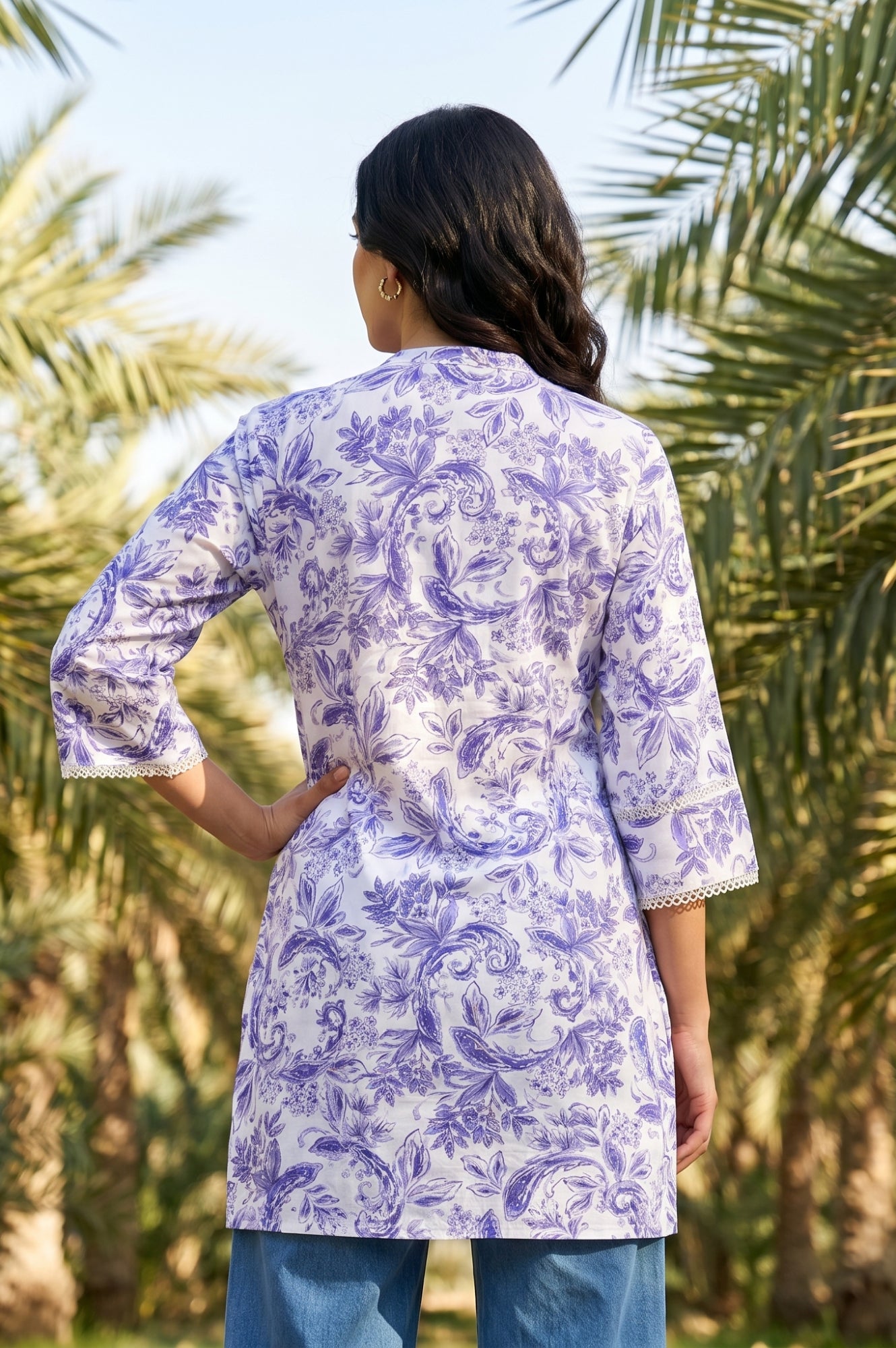 White Floral Printed Straight Tunic