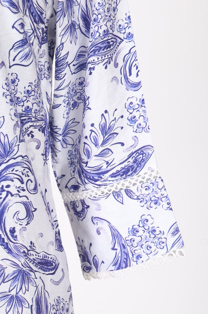 White Floral Printed Straight Tunic