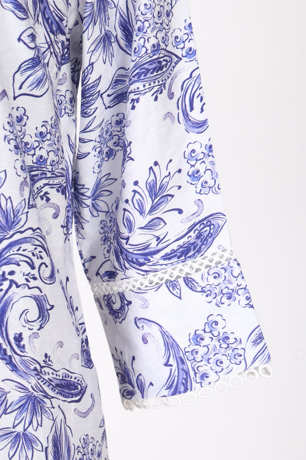 White Floral Printed Straight Tunic