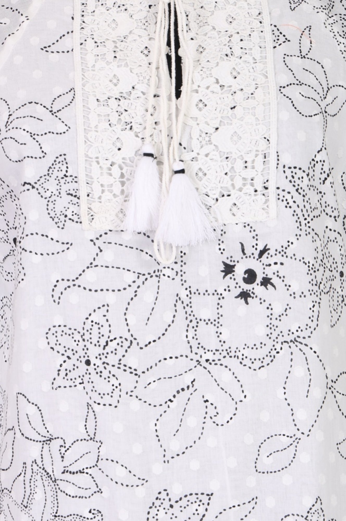 White Floral Printed Pure Cotton Straight Top