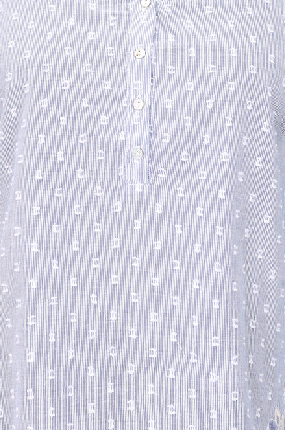 Light Blue Embroidered A-line Top