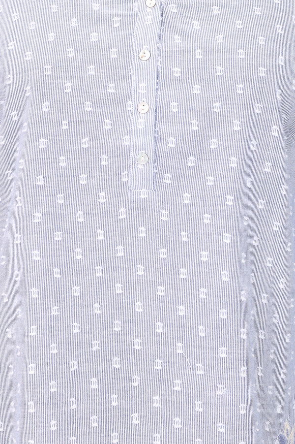 Light Blue Embroidered A-line Top