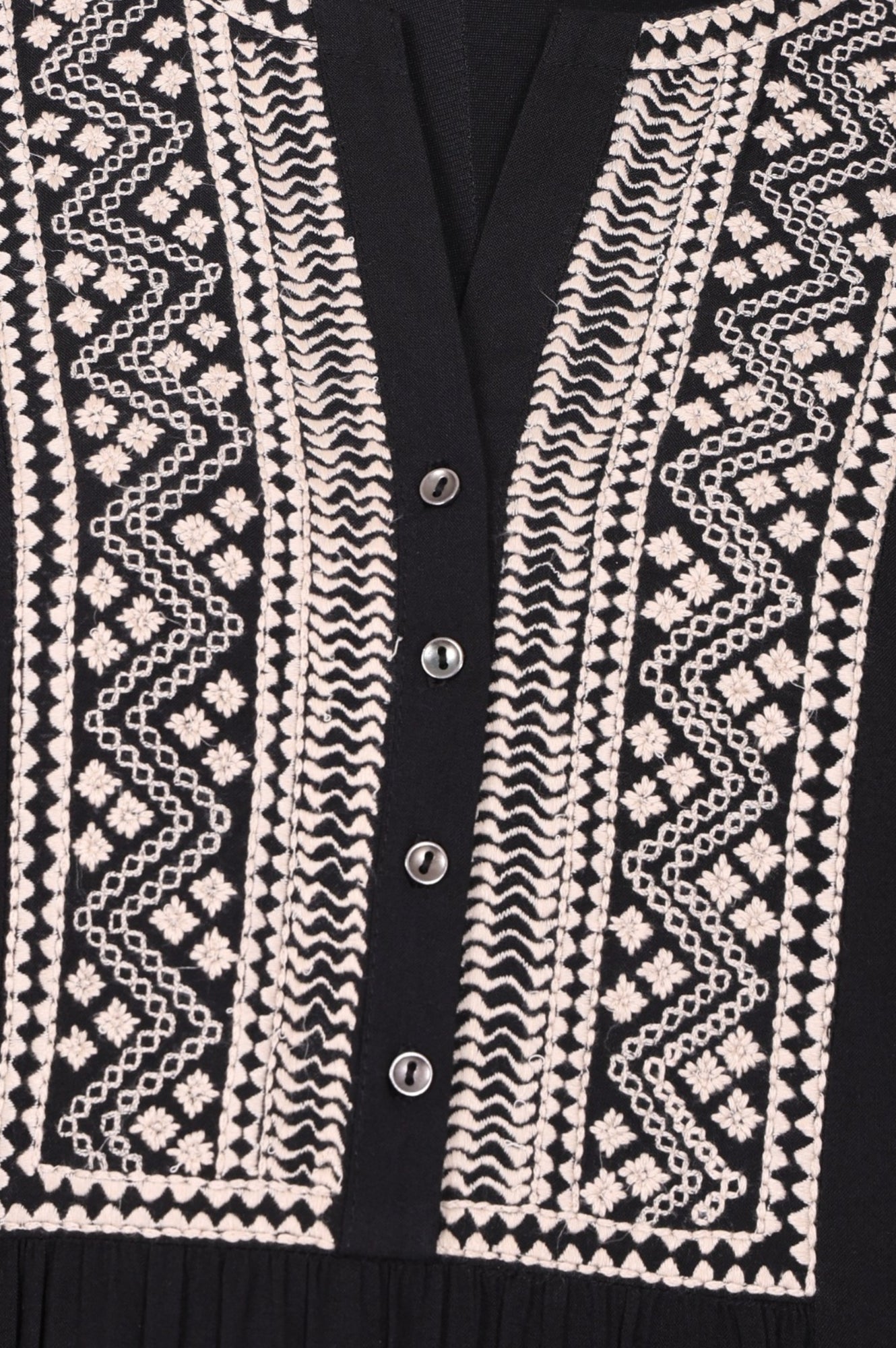 Black Ethnic Motifs Embroidered Straight Top