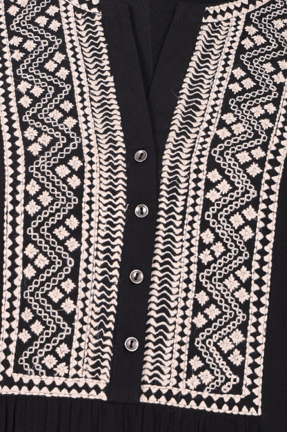 Black Ethnic Motifs Embroidered Straight Top