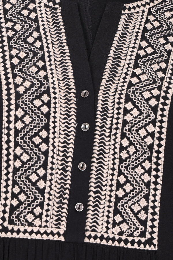 Black Ethnic Motifs Embroidered Straight Top