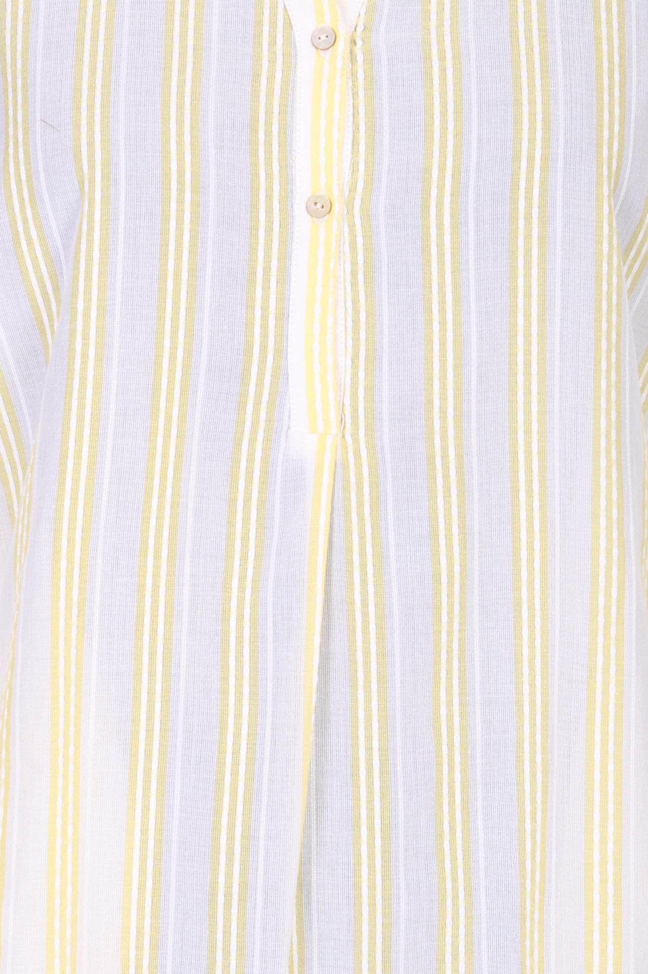Off White and Yellow Striped Pure Cotton Straight Tunic