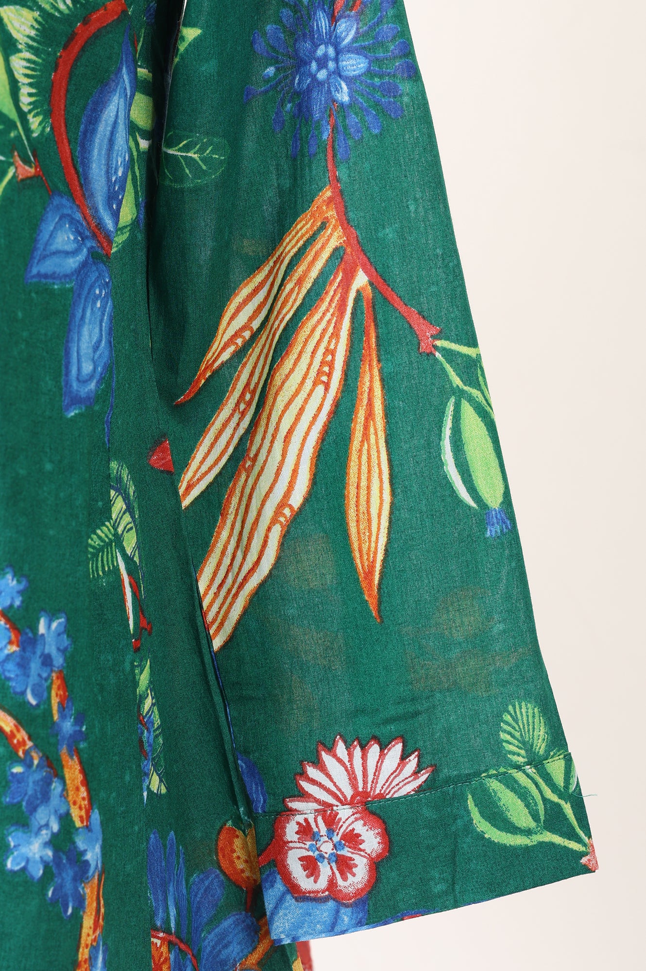 Green Floral Printed Pure Cotton A-line Tunic