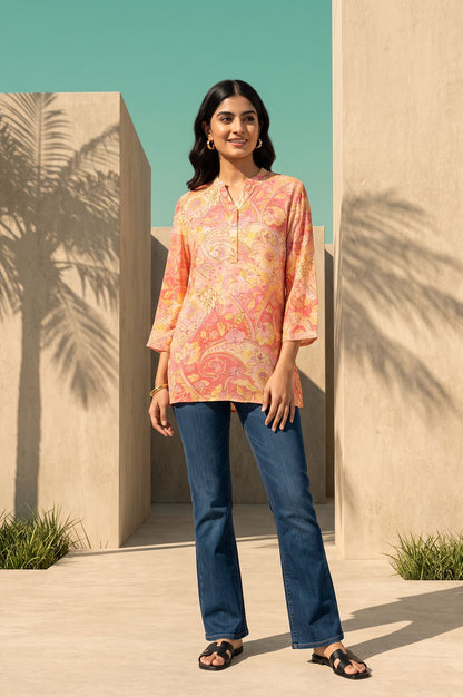 Pink Paisley Modal Straight Top