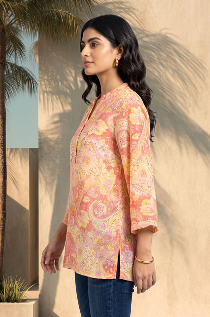Pink Paisley Modal Straight Top
