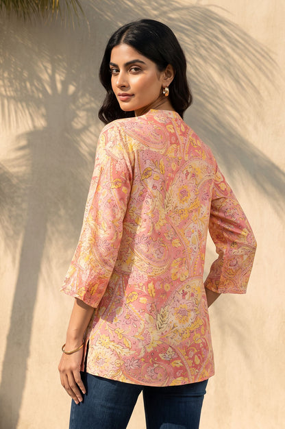Pink Paisley Modal Straight Top