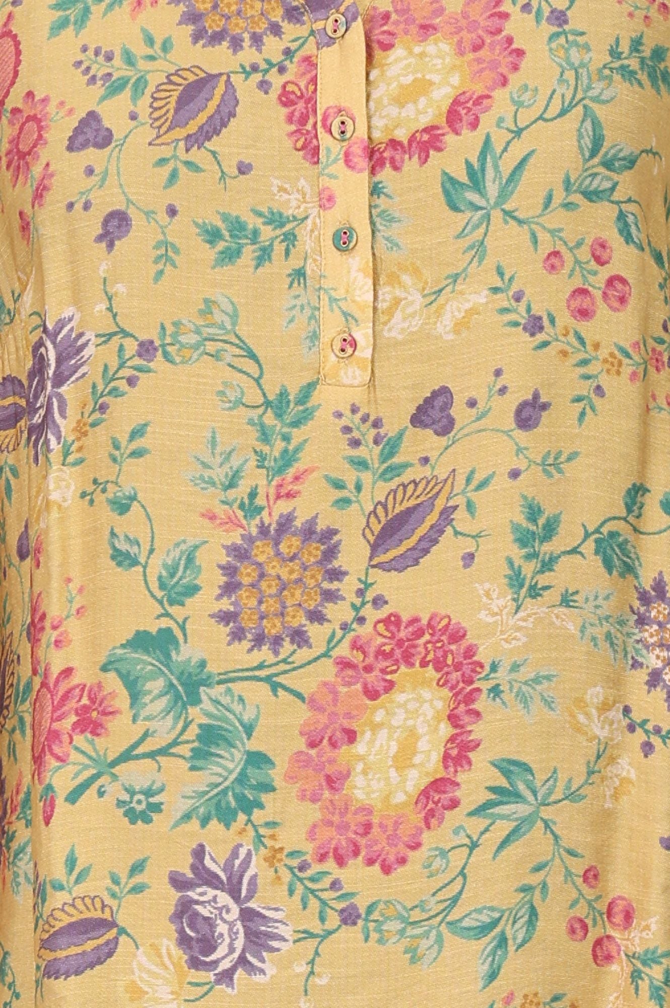 Yellow Floral Printed Straight Top