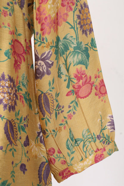 Yellow Floral Printed Straight Top