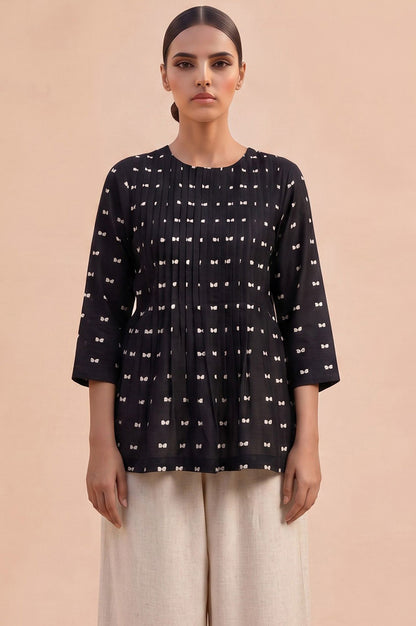 Core Casual Printed Pure Cotton Pleated Top